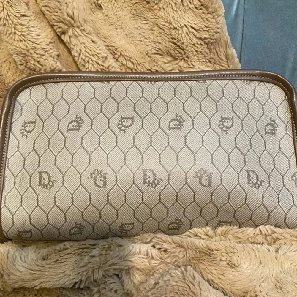 Vintage Dior Honeycomb Monogram Zip Pouch/Clutch - Picture 2 of 7